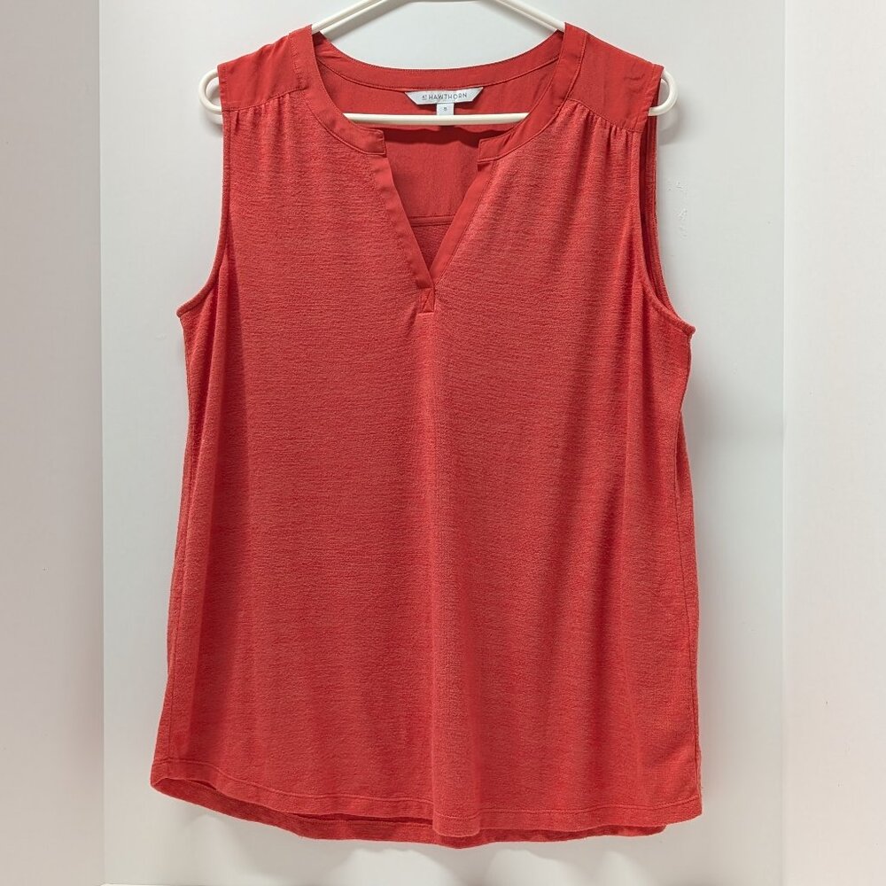41 Hawthorn Zariyah Split Neck Mixed Material Tank Top in Red/Orange